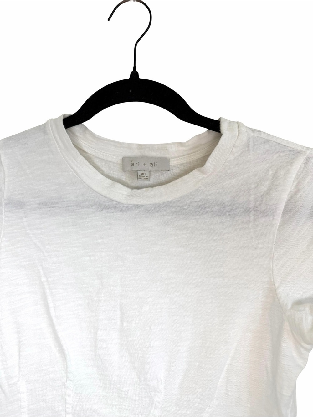 Anthropologie Eri + Ali White Crewneck Corset Short Sleeve Tee T shirt - Picture 3 of 7